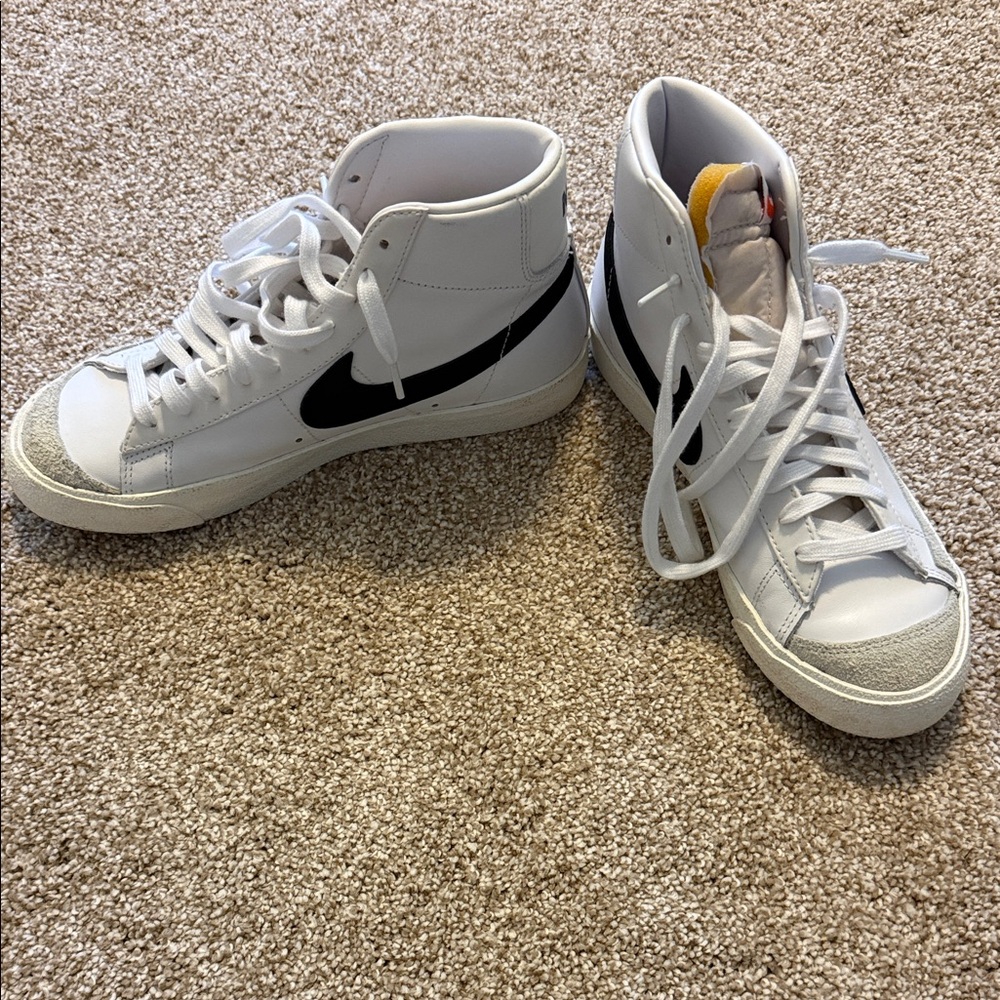 White and Black High-Top Sneakers